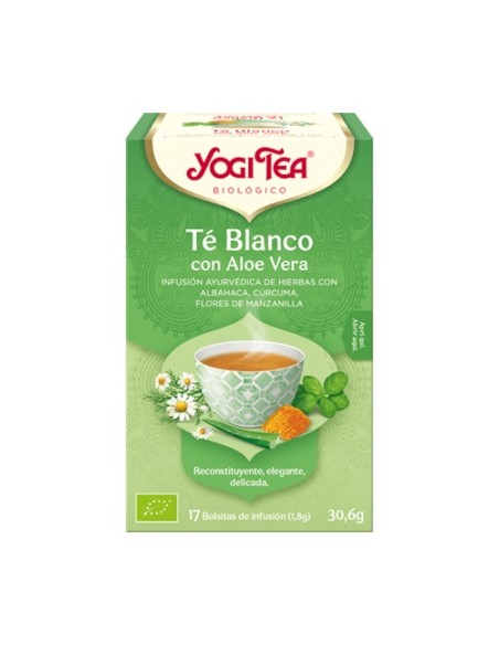 Té blanco con aloe vera 17 bolsitas infusoras de 1.8g Yogi Tea