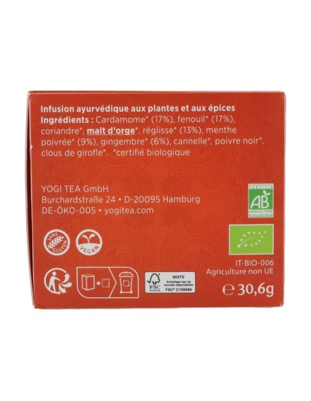 Infusión digestión 17 bolsitas infusoras de 1.8g Yogi Tea
