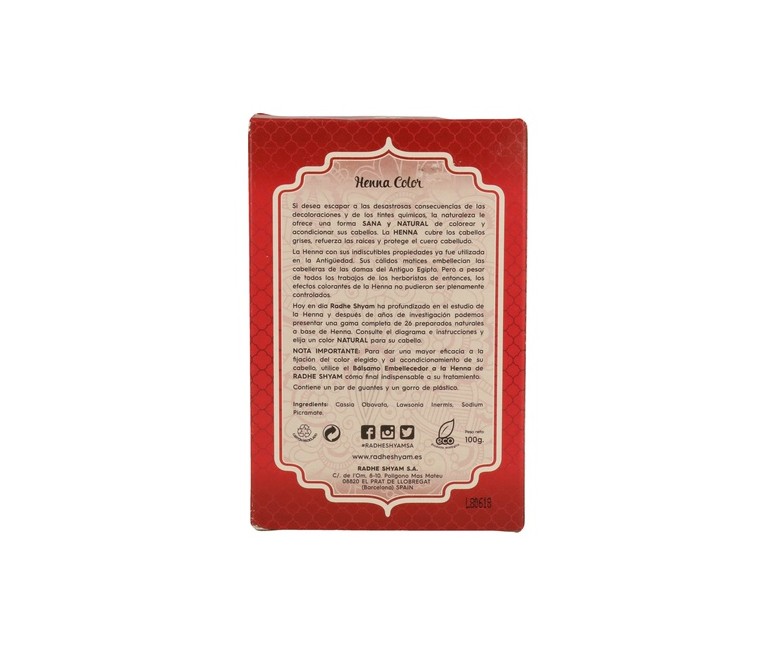 Henna color Caoba oscuro 100 g de polvo Radhe Shyam