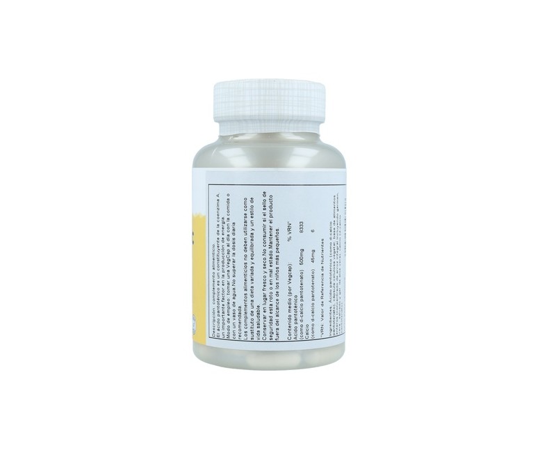 Ácido pantoténico 100 cápsulas de 500mg Solaray
