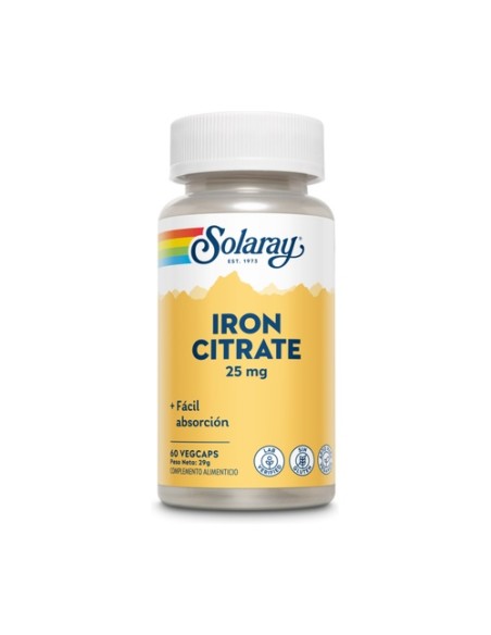 Hierro Citrato - Iron 50 cápsulas de 25mg Solaray