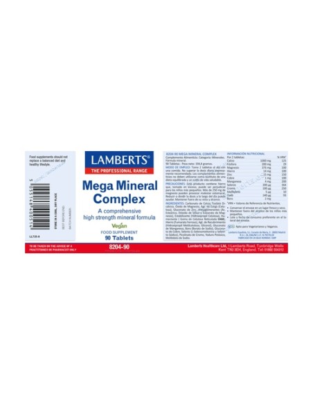 Mega mineral complex 90 tabletas Lamberts