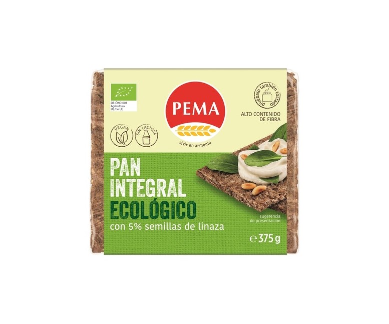Pan de centeno 5% con semillas de lino 375 g Pema