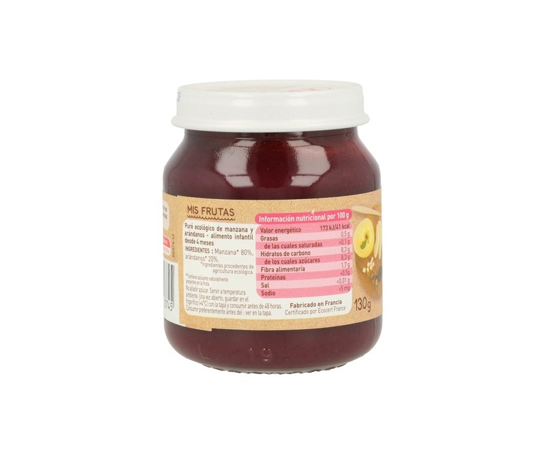 Tarrito De Manzana Y Arándanos 4m+ 130 g Babybio