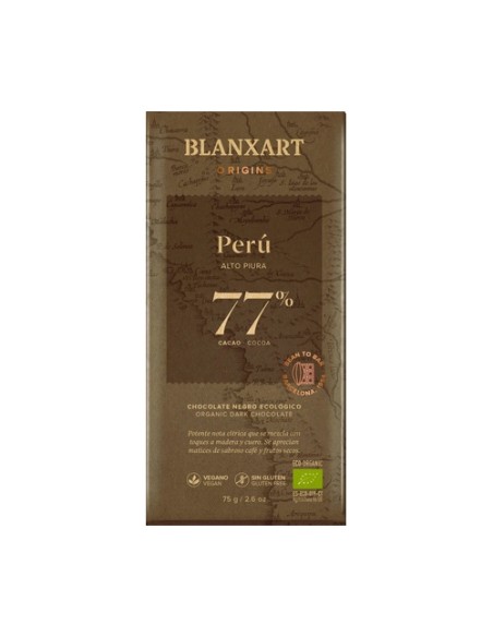 Chocolate negro Perú 77% Eco 75 g Blanxart
