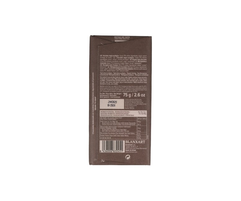 Chocolate negro Perú 77% Eco 75 g Blanxart