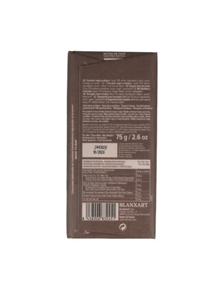 Chocolate negro Perú 77% Eco 75 g Blanxart