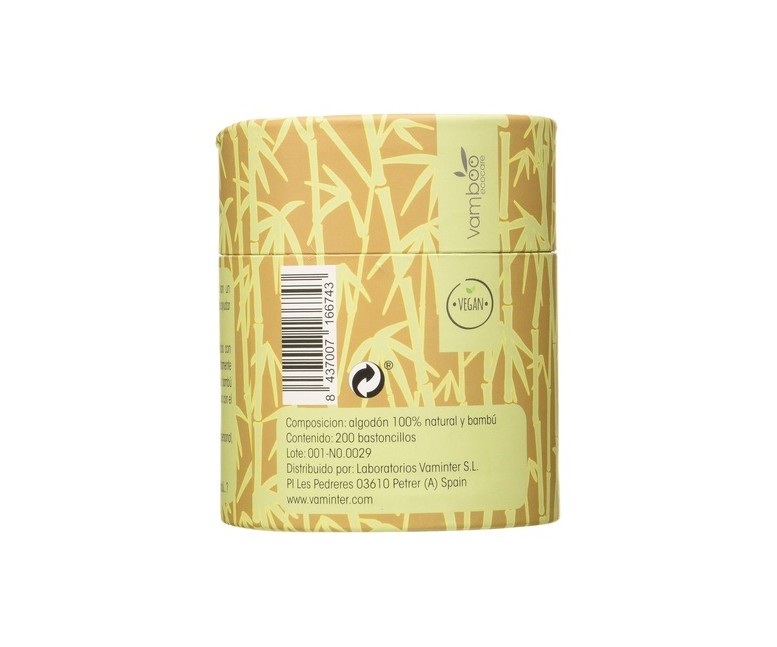 Bastoncillos algodón bambú 200 unidades Vamboo