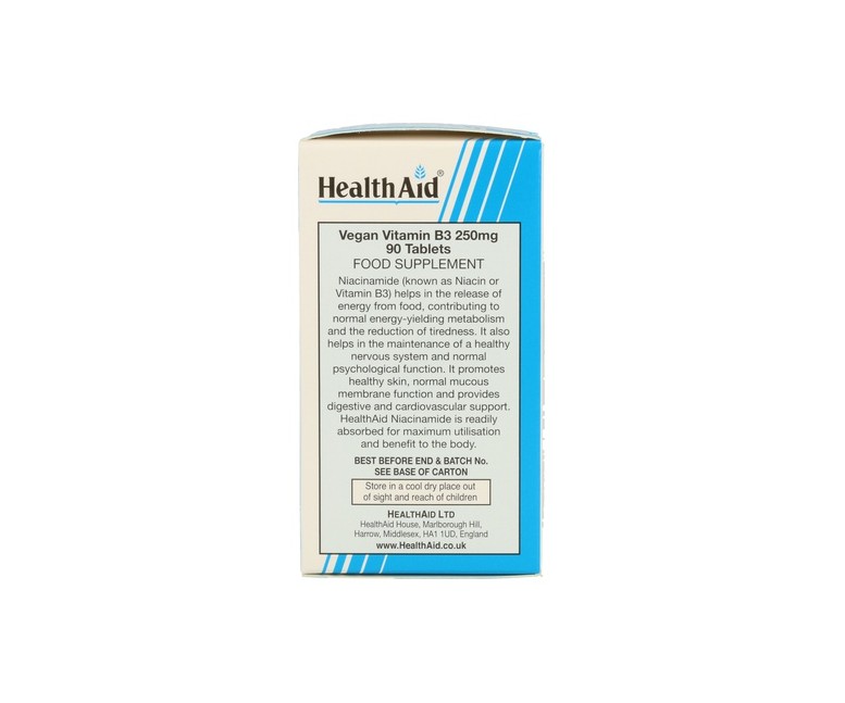 Vitamina B3 (Niacinamida) 90 comprimidos Health Aid