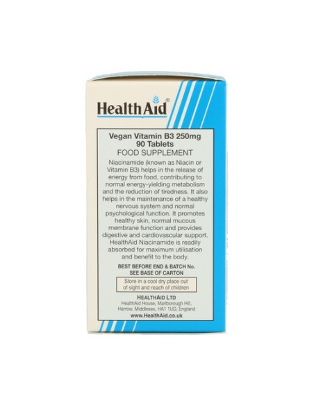 Vitamina B3 (Niacinamida) 90 comprimidos Health Aid