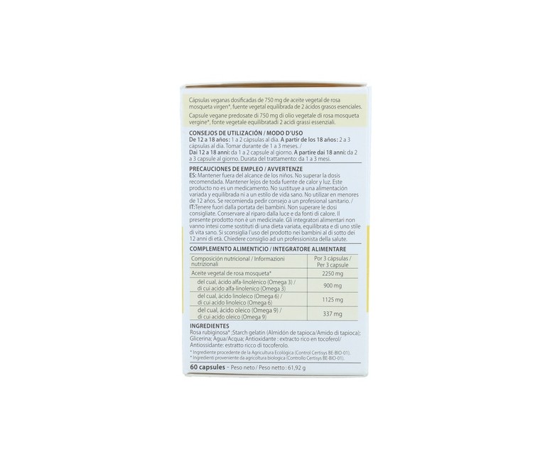 Cápsulas de Aceite Vegetal de Rosa Mosqueta 60 cápsulas Pranarom