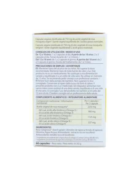 Cápsulas de Aceite Vegetal de Rosa Mosqueta 60 cápsulas Pranarom