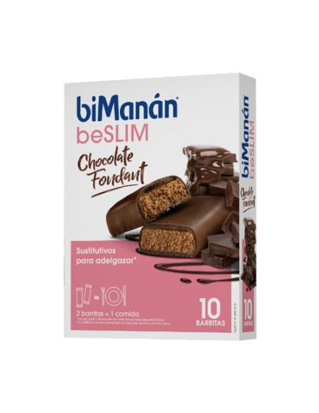 Barrita Sustitutiva de Chocolate Fondant 10 barritas de 62g biManán