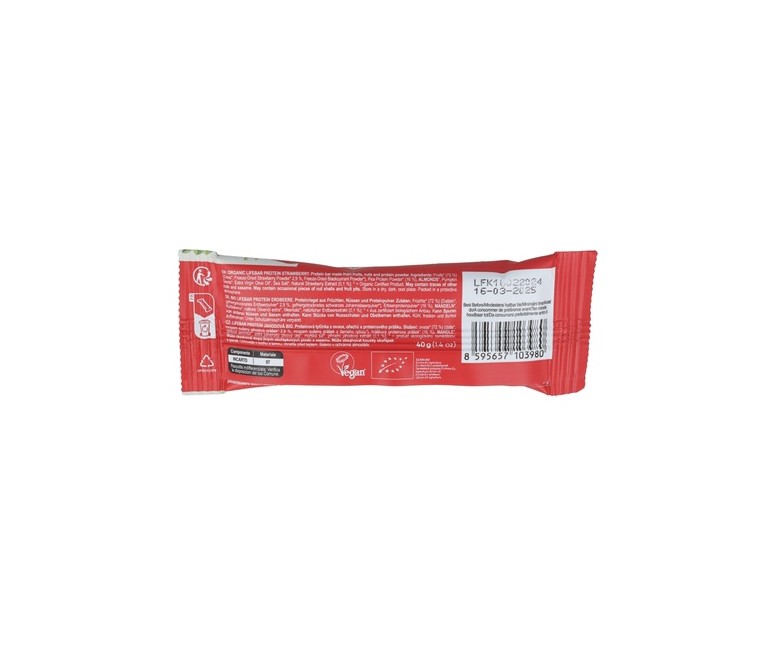 Pack Lifebar proteina fresa 15 barritas de 40g Lifefood