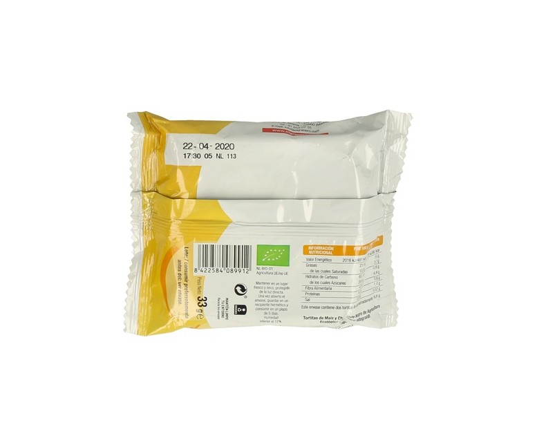 Pack Tortitas de maíz y chocolate negro 30 unidades de 33 g El Granero Integral