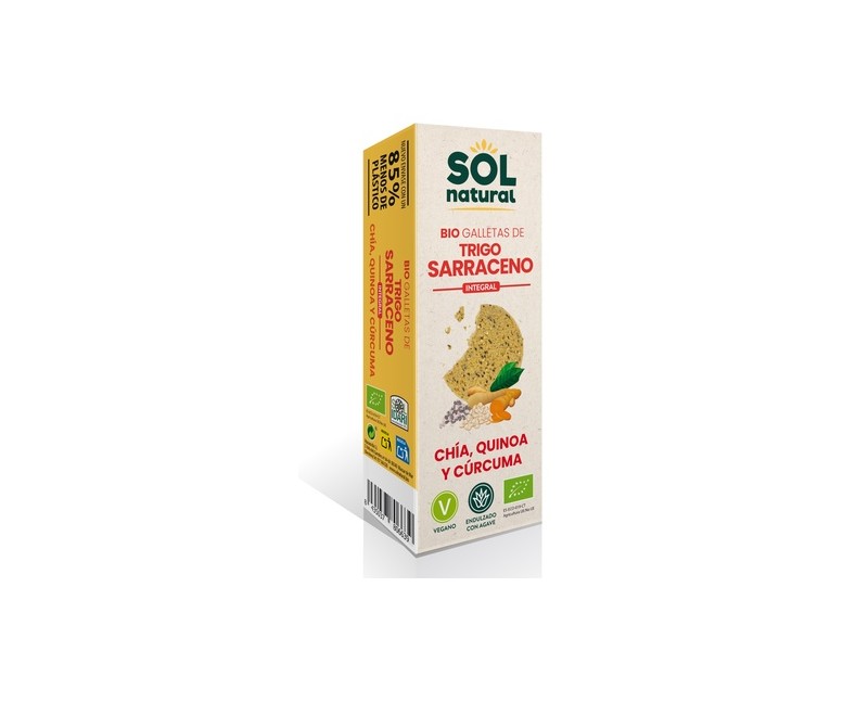 Galletas de trigo sarraceno con chía, quinoa y cúrcuma Bio 175 g Sol Natural