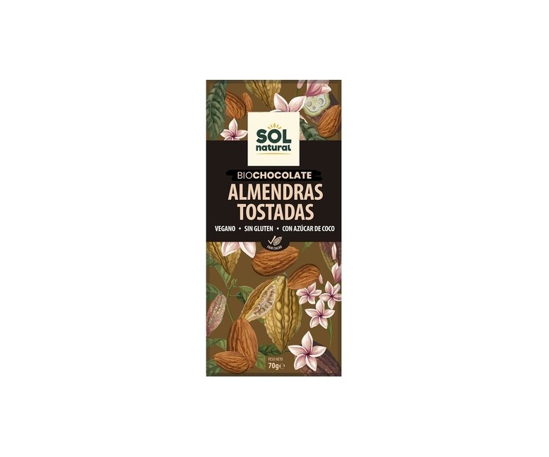 Chocolate vegano con almendra tostada Bio 70 g Sol Natural