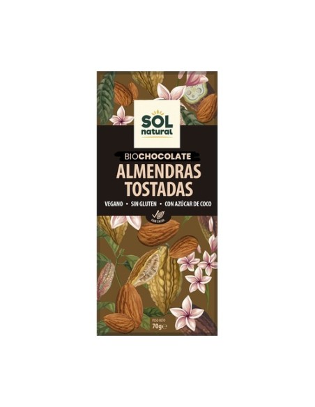 Chocolate vegano con almendra tostada Bio 70 g Sol Natural