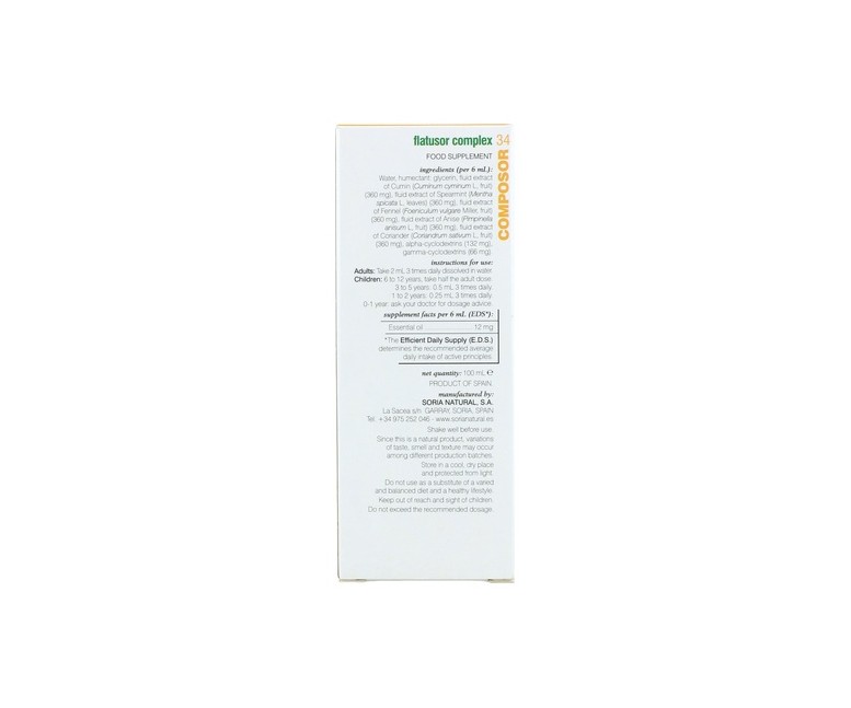 Composor 34 Flatusor Complex Fórmula XXI 100 ml Soria Natural