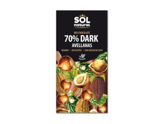 Chocolate vegano negro 70% con avellana Bio
