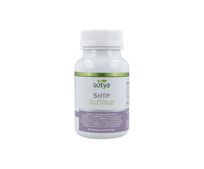 5HTP con B6, Biotina, Mg, GABA, Rhodiola 60 cápsulas de 620mg Sotya