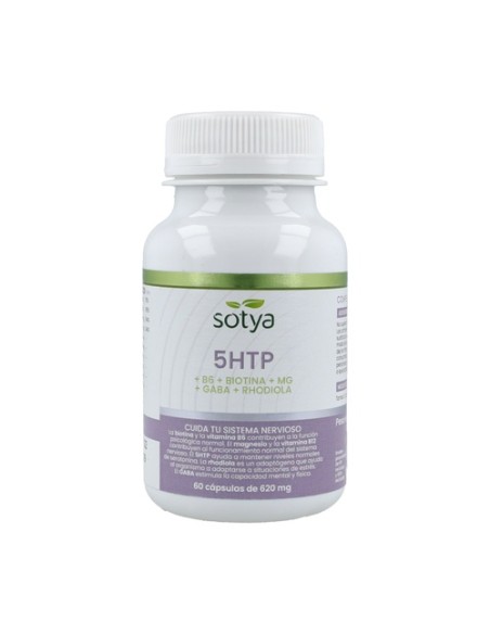 5HTP con B6, Biotina, Mg, GABA, Rhodiola 60 cápsulas de 620mg Sotya