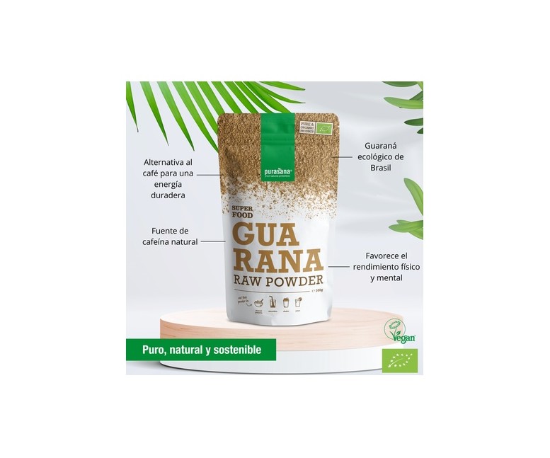 Guaraná vegano en polvo bio 100 g de polvo Purasana