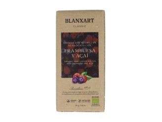 Chocolate negro con azúcar de coco, frambuesa y açaí 70%