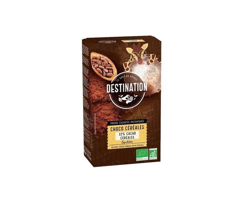 Cacao con cereales 32% instantáneo Bio 400 g de polvo (Chocolate) Destination Bio