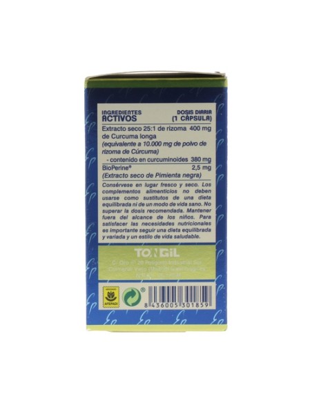 Cúrcuma 10.000 mg 40 cápsulas vegetales Estado Puro