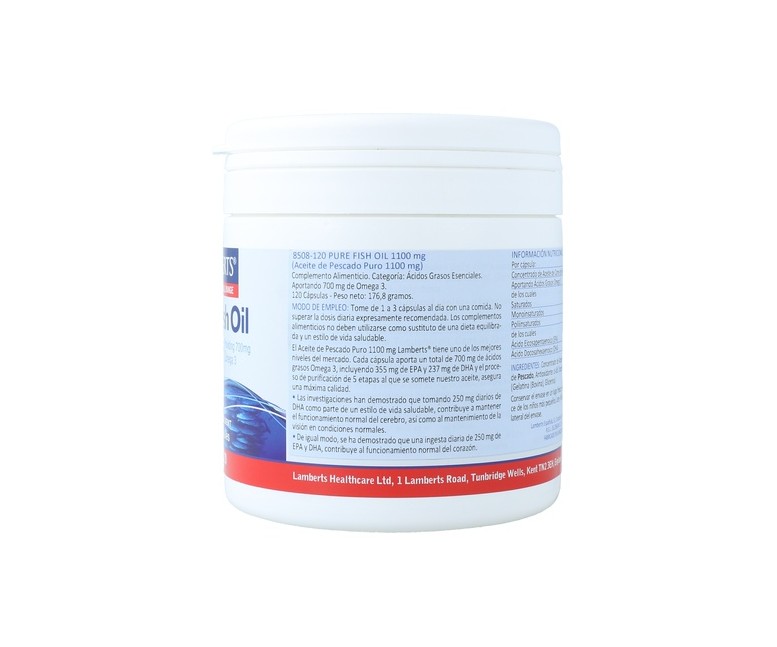 Aceite de pescado puro 120 perlas de 1100mg Lamberts