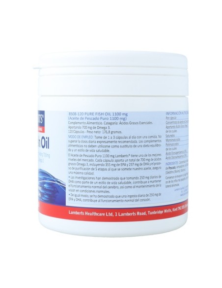 Aceite de pescado puro 120 perlas de 1100mg Lamberts