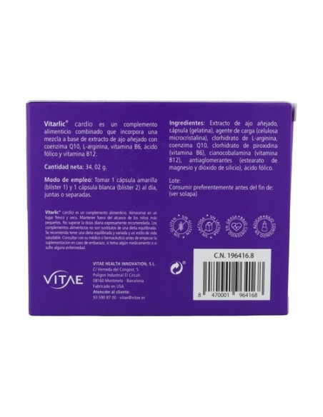 Vitarlic Cardio 60 cápsulas Vitae