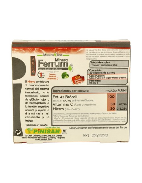Mineraline Ferrum Forte 30 cápsulas Pinisan