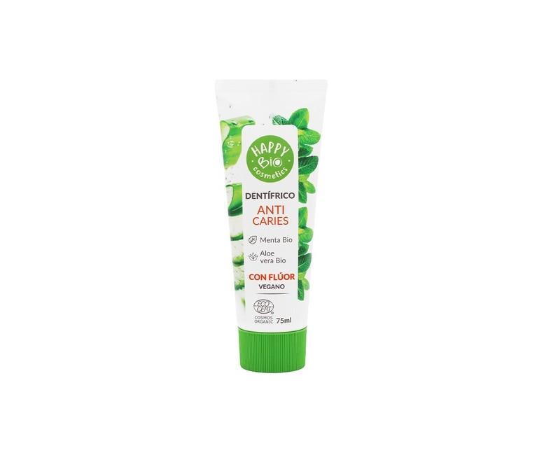 Dentífrico anticaries con flúor Bio 75 ml (Menta - Aloe Vera) Happy Bio