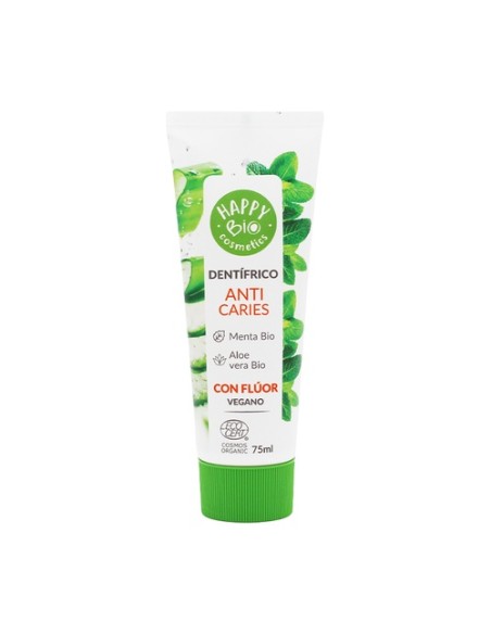 Dentífrico anticaries con flúor Bio 75 ml (Menta - Aloe Vera) Happy Bio