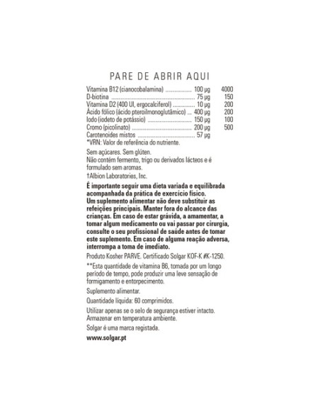 Fórmula VM Prime para adultos +50 años 60 comprimidos Solgar