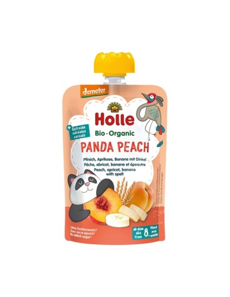 Panda peach melocotón, albaricoque, plátano y espelta +8 meses 100 g Holle
