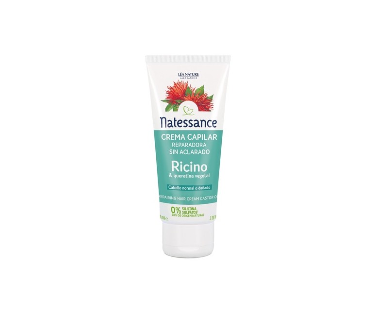 Crema capilar reparadora de ricino 100 ml de crema Natessance