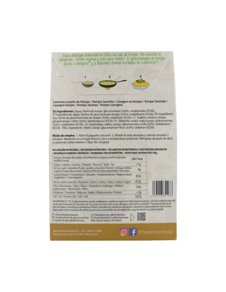 Láminas para lasaña de konjac 200 g The Konjac Shop