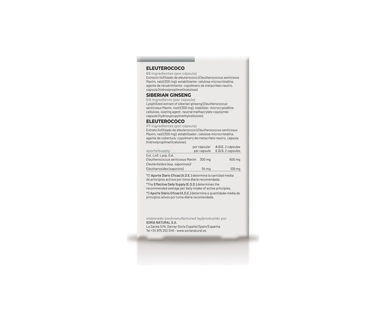15 S Eleuterococo (Fórmula XXI) 30 cápsulas Soria Natural