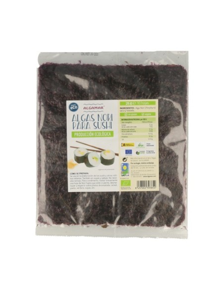 Algas Nori para sushi Bio 25 g Algamar