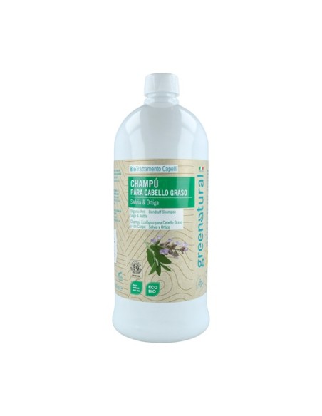 Champú anticaspa de salvia y ortiga 1 L Greenatural