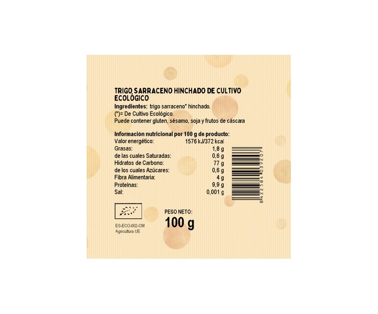 Trigo sarraceno hinchado 100 g El Granero Integral