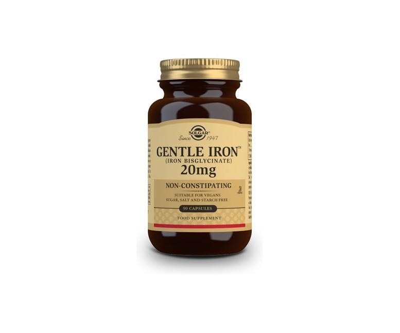 Hierro gentle (Hierro bisglicinato) 90 cápsulas vegetales de 20mg Solgar
