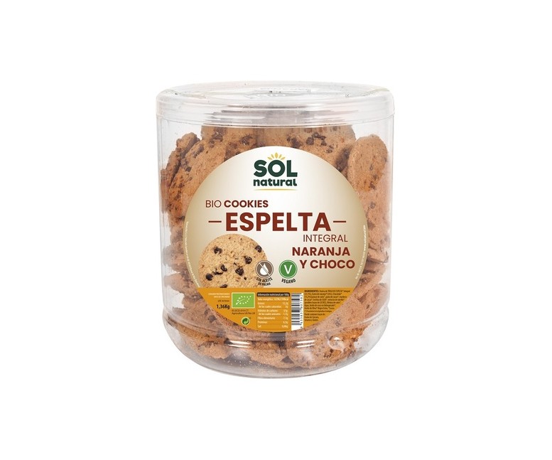 Galletas cookies de espelta integral con naranja y chocolate 1,36 kg (Naranja - Chocolate) Sol Natural