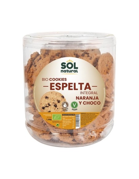 Galletas cookies de espelta integral con naranja y chocolate 1,36 kg (Naranja - Chocolate) Sol Natural
