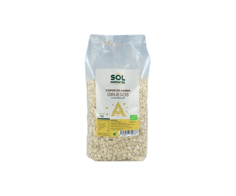 Copos de avena integral gruesos formato familiar Bio 1 kg Sol Natural