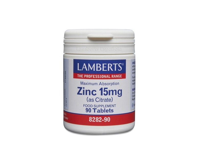 Zinc como Citrato 90 tabletas de 15mg Lamberts