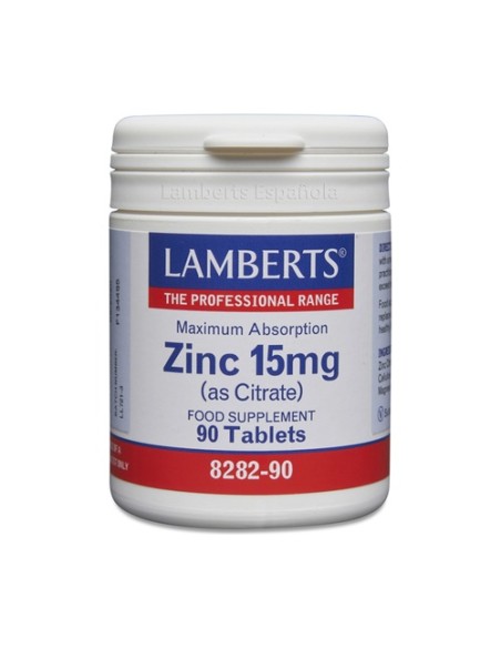 Zinc como Citrato 90 tabletas de 15mg Lamberts
